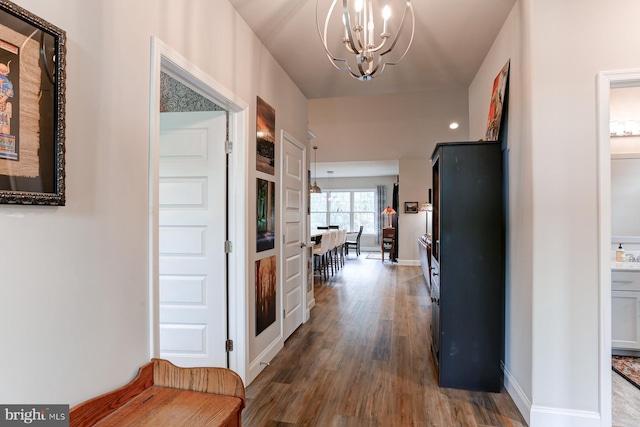 17 Beckleys Cor, Lebanon, PA 17042 - hall featuring a chandelier and wood finished floors