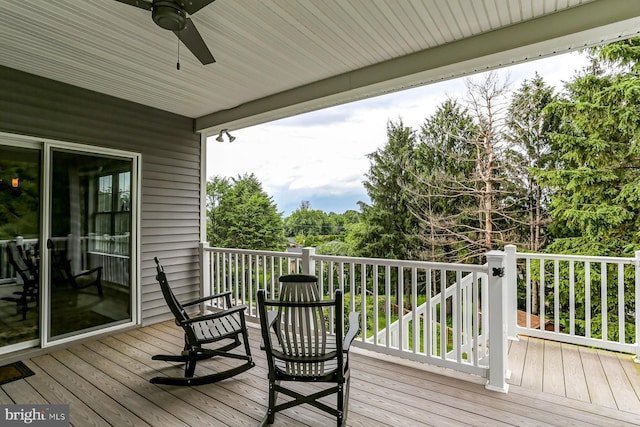 17 Beckleys Cor, Lebanon, PA 17042 - wooden deck featuring ceiling fan and view of scattered trees
