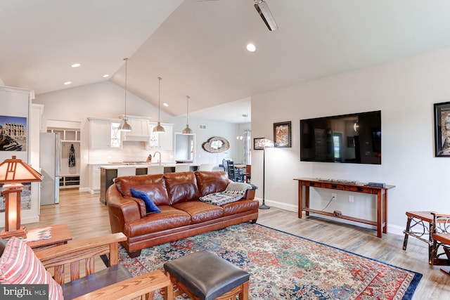 17 Beckleys Cor, Lebanon, PA 17042 - living area featuring light wood-style floors, recessed lighting, and high vaulted ceiling