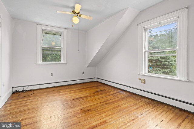 210 S Pennell Rd, Media, PA 19063 - additional living space with baseboard heating, hardwood / wood-style flooring, and a ceiling fan