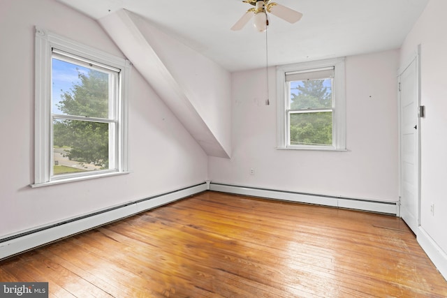 210 S Pennell Rd, Media, PA 19063 - additional living space with plenty of natural light, light wood-type flooring, a ceiling fan, and a baseboard radiator
