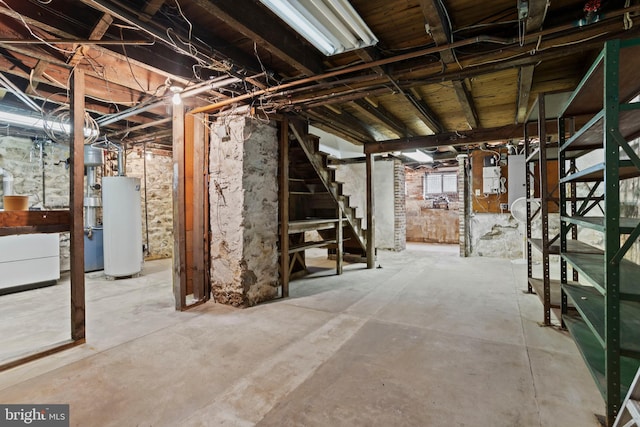 210 S Pennell Rd, Media, PA 19063 - unfinished basement featuring stairway and water heater