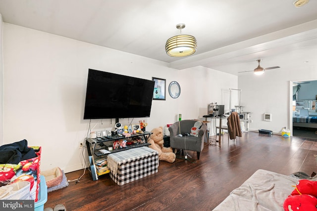 523 W Venango St, Philadelphia, PA 19140 - living area featuring hardwood / wood-style flooring and ceiling fan