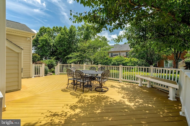 5230 Canyon Creek Way, Haymarket, VA 20169 - wooden terrace featuring outdoor dining space