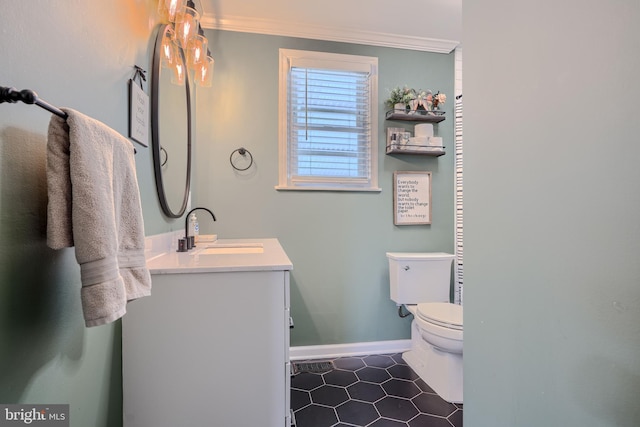 46 Avalon Ave, Dundalk, MD 21222 - bathroom with ornamental molding, vanity, and tile patterned floors