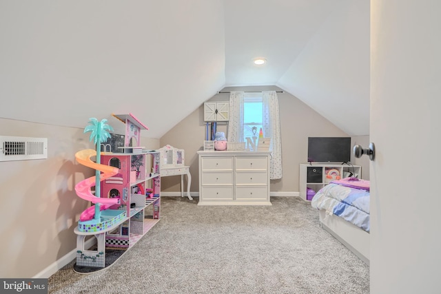 46 Avalon Ave, Dundalk, MD 21222 - recreation room with vaulted ceiling and carpet flooring