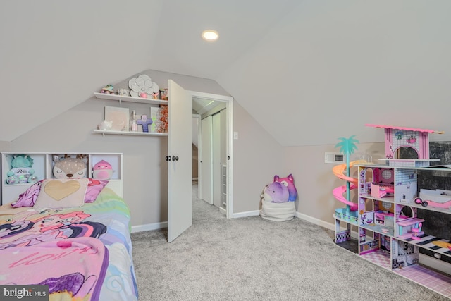 46 Avalon Ave, Dundalk, MD 21222 - bedroom with vaulted ceiling, carpet floors, and recessed lighting