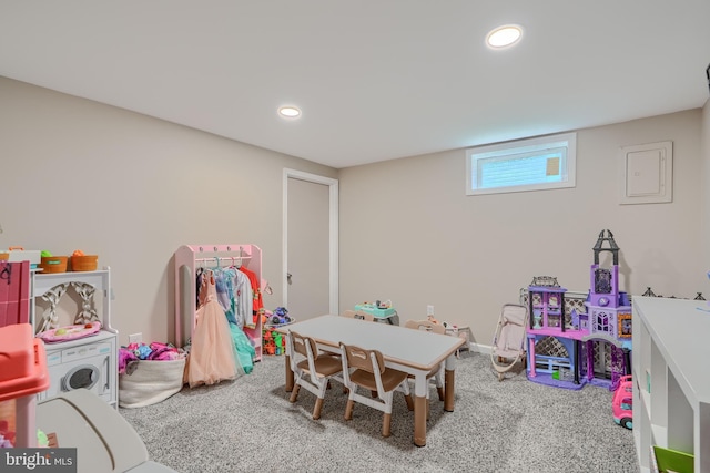 46 Avalon Ave, Dundalk, MD 21222 - playroom featuring carpet, recessed lighting, and electric panel