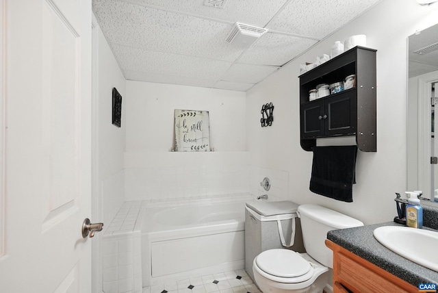 106 Alex Dr, Madison Heights, VA 24572 - full bath featuring a paneled ceiling, a bath, vanity, and tile patterned floors