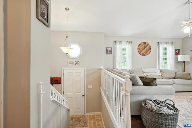 106 Alex Dr, Madison Heights, VA 24572 - living area with a ceiling fan and baseboards