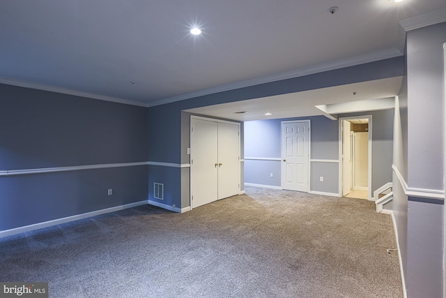 4845 Wainwright Cir, Owings Mills, MD 21117 - carpeted empty room featuring crown molding and fire sprinkler in ceiling