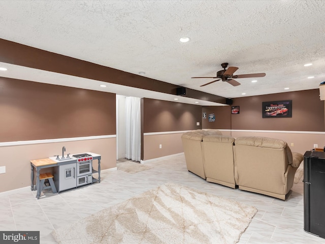 31 Westminster Dr, Front Royal, VA 22630 - cinema room featuring a textured ceiling, a ceiling fan, and recessed lighting