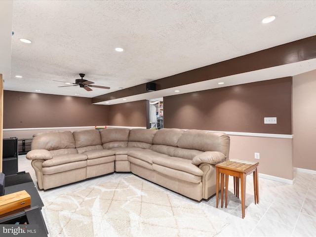 31 Westminster Dr, Front Royal, VA 22630 - living area with a textured ceiling, recessed lighting, and a ceiling fan