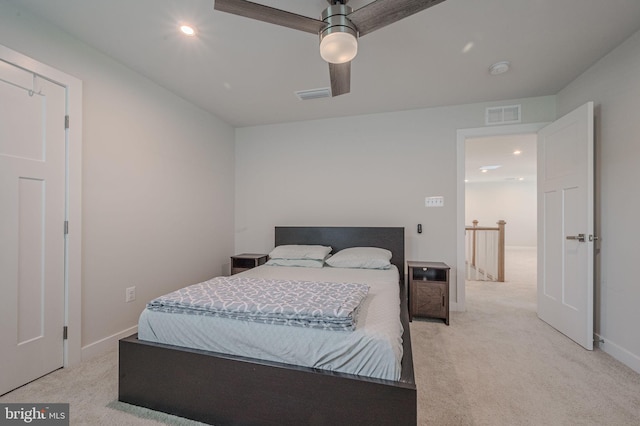 303 Jasper Way, Middletown, DE 19709 - bedroom with light colored carpet, recessed lighting, and a ceiling fan