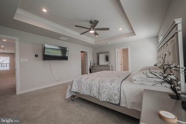 303 Jasper Way, Middletown, DE 19709 - carpeted bedroom with a raised ceiling, recessed lighting, and ceiling fan