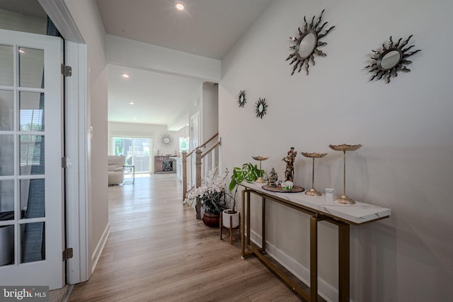 303 Jasper Way, Middletown, DE 19709 - hallway featuring wood finished floors, recessed lighting, and stairway
