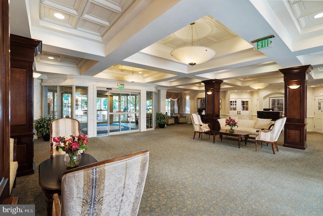 2019 Windrow Dr, Princeton, NJ 08540 - lobby with coffered ceiling, crown molding, and beamed ceiling