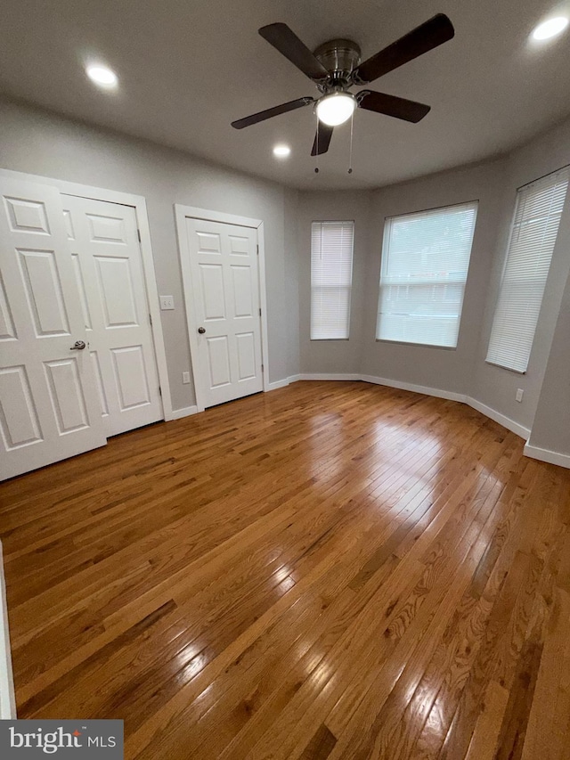 3844 N Franklin St, Philadelphia, PA 19140 - unfurnished bedroom featuring hardwood / wood-style flooring, recessed lighting, and ceiling fan