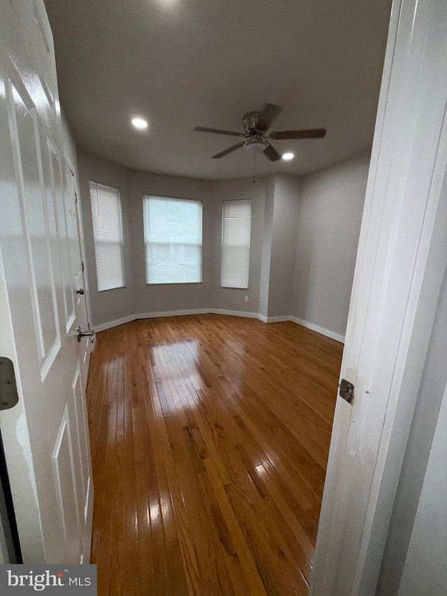 3844 N Franklin St, Philadelphia, PA 19140 - empty room featuring a ceiling fan, hardwood / wood-style floors, and recessed lighting