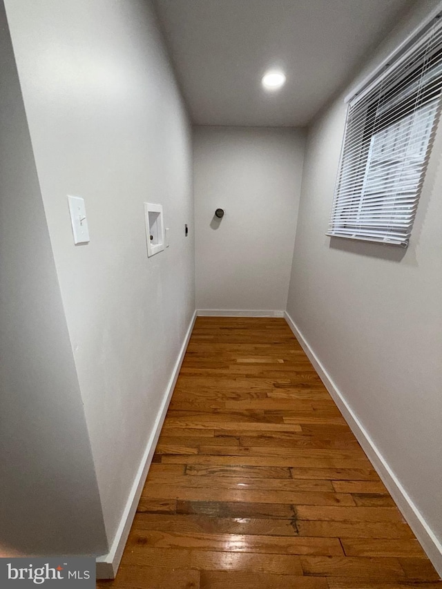 3844 N Franklin St, Philadelphia, PA 19140 - laundry room featuring washer hookup, hookup for an electric dryer, hardwood / wood-style floors, and recessed lighting