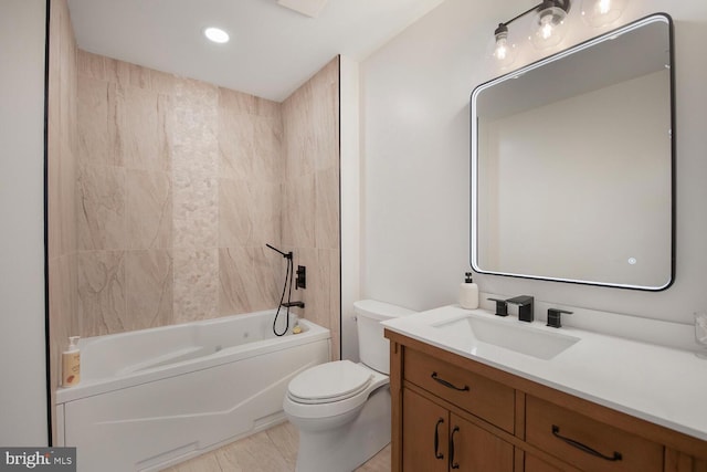 4480 Market Commons Dr Unit 215, Fairfax, VA 22033 - full bathroom featuring vanity, shower / bath combination, and recessed lighting