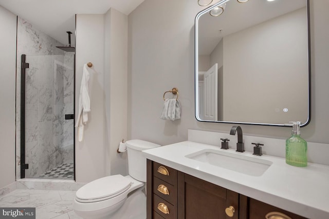 4480 Market Commons Dr Unit 215, Fairfax, VA 22033 - bathroom featuring vanity, a marble finish shower, and marble finish flooring