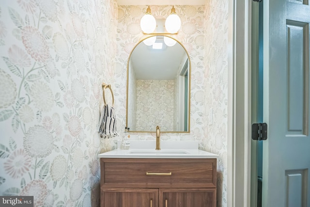136 W 3rd Ave, Conshohocken, PA 19428 - bathroom featuring wallpapered walls and vanity