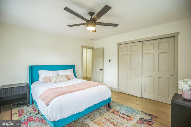 136 W 3rd Ave, Conshohocken, PA 19428 - bedroom with wood finished floors, a closet, and ceiling fan