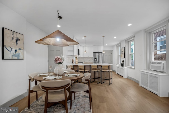 136 W 3rd Ave, Conshohocken, PA 19428 - dining space featuring light wood-style floors, recessed lighting, and cooling unit