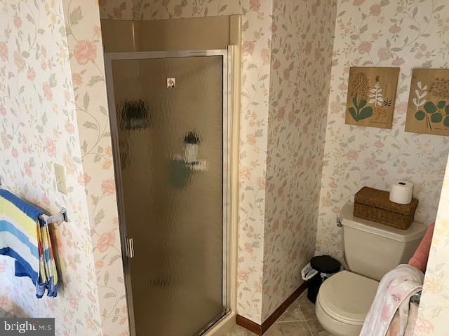 409 Rhoda Dr, Lancaster, PA 17601 - full bath with a shower stall, tile patterned flooring, and wallpapered walls