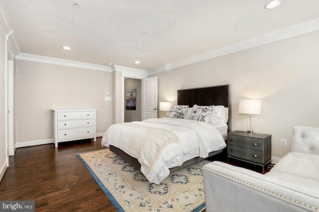 1904 Vermont Ave NW Unit A, Washington, DC 20001 - bedroom featuring ornamental molding, dark wood-style floors, and recessed lighting