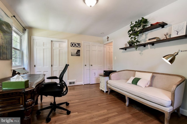 4408 Saul Rd, Kensington, MD 20895 - home office with wood finished floors and baseboards