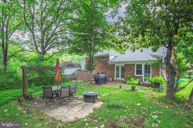 4408 Saul Rd, Kensington, MD 20895 - view of yard with french doors, a patio, and an outdoor fire pit