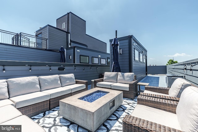 1217 Bainbridge St, Philadelphia, PA 19147 - view of patio / terrace featuring an outdoor living space with a fire pit