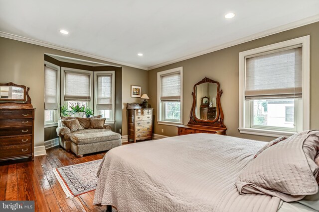 2101 Wallace St, Philadelphia, PA 19130 - bedroom with crown molding, dark wood finished floors, and recessed lighting