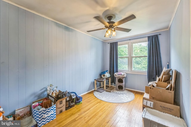 680 Davisville Rd, Warminster, PA 18974 - misc room with wood-type flooring, crown molding, and a ceiling fan