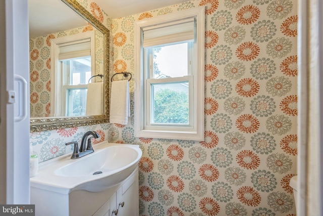 680 Davisville Rd, Warminster, PA 18974 - bathroom featuring vanity and wallpapered walls