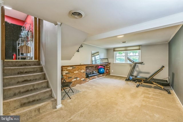 680 Davisville Rd, Warminster, PA 18974 - workout area featuring carpet flooring and crown molding