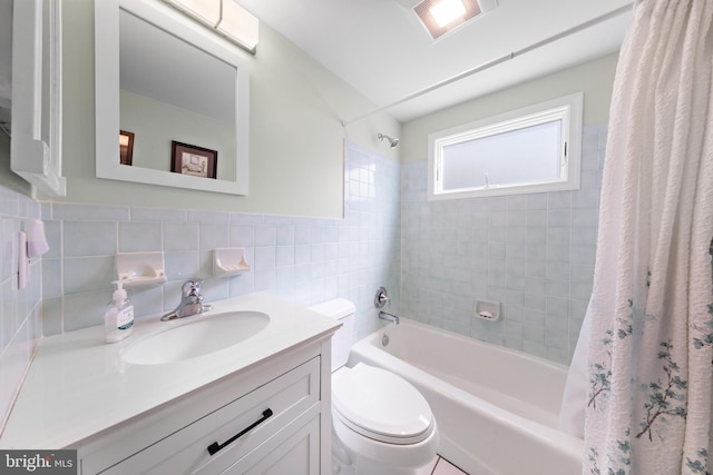 6203 Long Beach Blvd, Long Beach Township, NJ 08008 - full bath featuring shower / bathtub combination with curtain, tile walls, and vanity