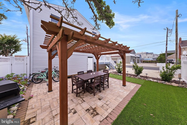 6203 Long Beach Blvd, Long Beach Township, NJ 08008 - view of patio / terrace with a pergola, outdoor dining space, and area for grilling