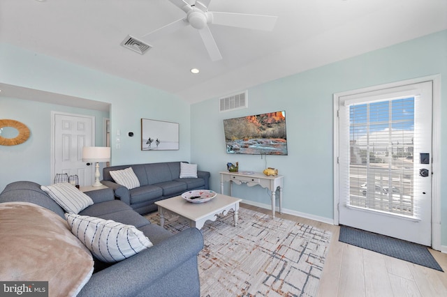 6203 Long Beach Blvd, Long Beach Township, NJ 08008 - living area with a ceiling fan, light wood-type flooring, and recessed lighting