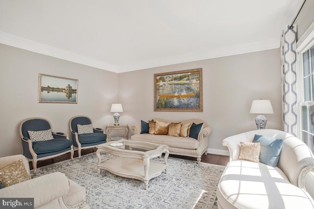 1506 White Tail Deer Ct, Annapolis, MD 21409 - living room featuring wood finished floors and crown molding