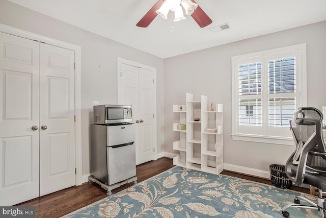 1506 White Tail Deer Ct, Annapolis, MD 21409 - office area with dark wood-style floors and ceiling fan