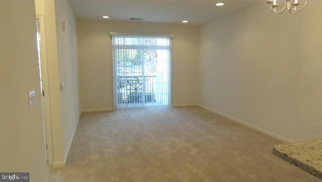 350 W Elm St Unit 3010, Conshohocken, PA 19428 - spare room featuring a chandelier, light carpet, and recessed lighting