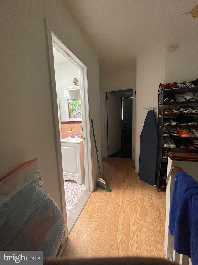 6207 Cardiff St, Philadelphia, PA 19149 - hallway featuring light wood-type flooring