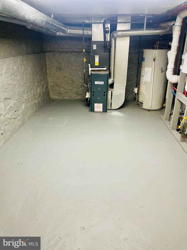 213 N Willow St, Gloucester City, NJ 08030 - unfinished basement with gas water heater and heating unit