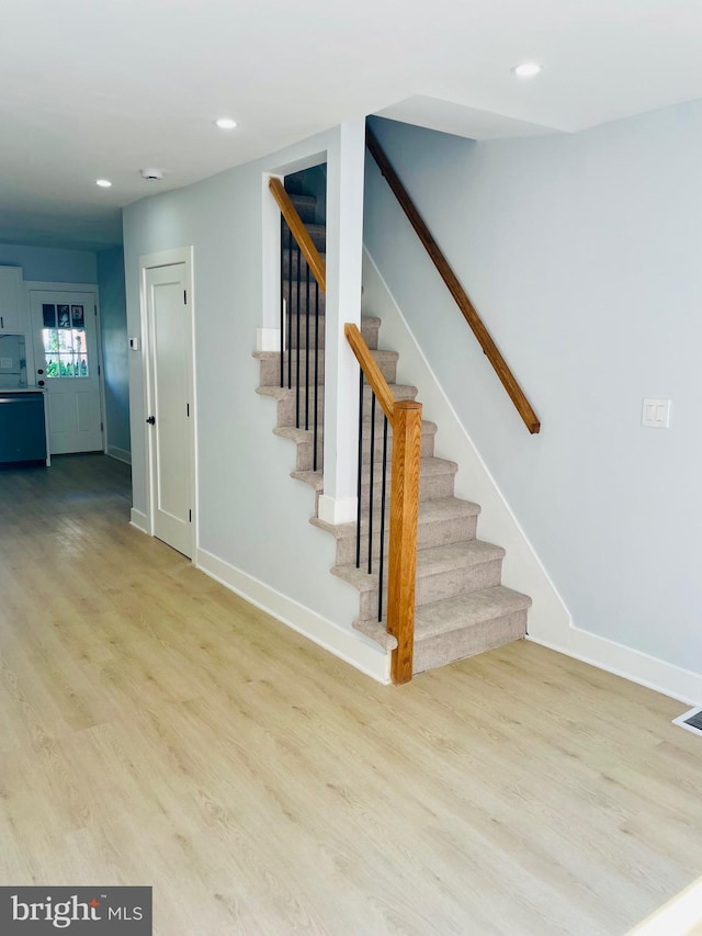 213 N Willow St, Gloucester City, NJ 08030 - stairs featuring wood finished floors and recessed lighting