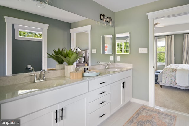 23 Old, Banks, Fredericksburg, VA 22406 - ensuite bathroom featuring healthy amount of natural light, double vanity, and ceiling fan