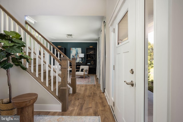 23 Old, Banks, Fredericksburg, VA 22406 - entryway with stairway, crown molding, and wood finished floors