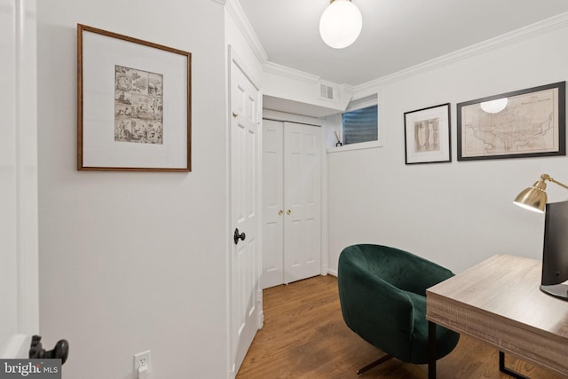 10905 Wickshire Way Unit G-2, North Bethesda, MD 20852 - home office featuring ornamental molding and wood finished floors
